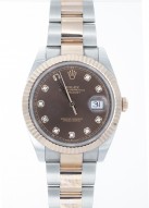 Pre-Owned 41mm Rolex Steel and Rose  Datejust with Chocolate Diamond Dial